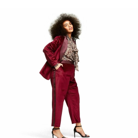 Altuzarra For Target Jackets & Blazers - Altuzarra Target Red Velvet Blazer Straight Leg Ankle Pants  Blouse Set 2X 18W